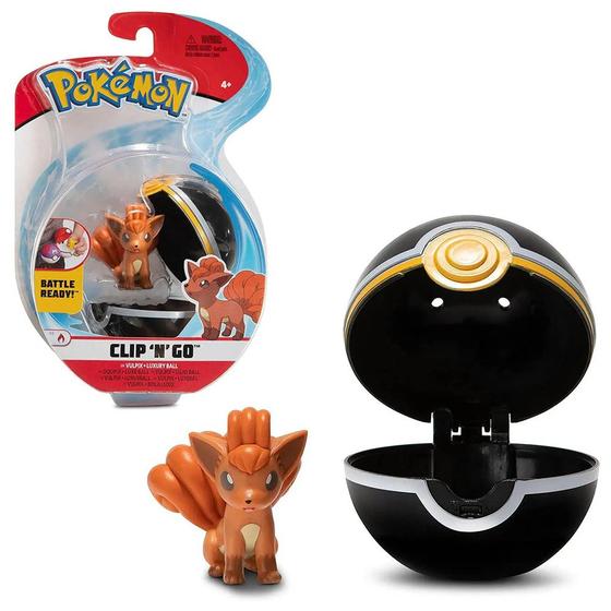 Imagem de Clip n Go Boneco Pokémon Mini Figura Vulpix e Luxury ball