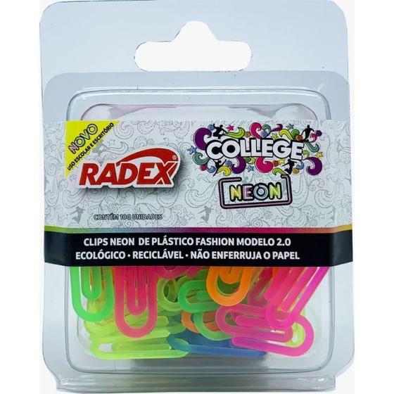 Imagem de Clipe Colorido Plástico Neon 2 com 100 unidades - Radex