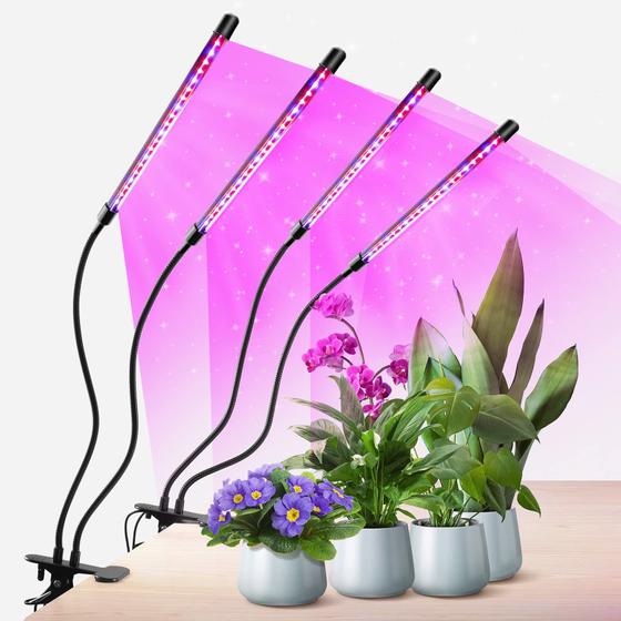 Imagem de Clipe Grow Lights GROWSTAR Red Blue Spectrum de 4 cabeças de 20 W (pacote com 2)