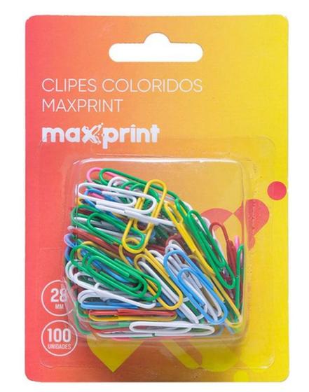 Imagem de Clipes Coloridos 6 cores com 100 unidades - Maxprint