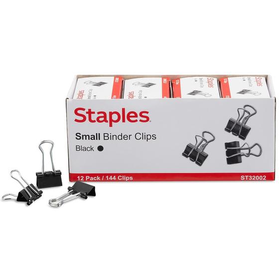 Imagem de Clipes de encadernação Staples 480114 Small Metal Black 19 mm 144/pacote