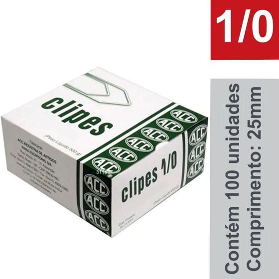 Clipes para Papel Aço Galvanizado 1/0 Cx/100 unidades. - ACC Menor preço em Clipes para Papel Aço Galvanizado 1/0 Cx/100 unidades. - ACC