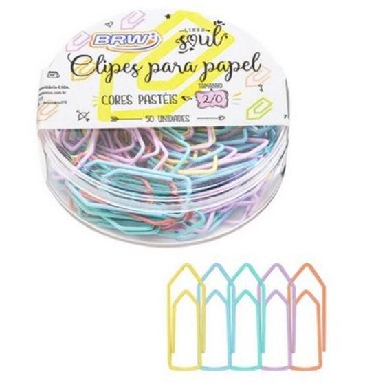 Imagem de Clipes Para Papel N2 Linha Soul Cor Pastel Com 50 unidades - Brw