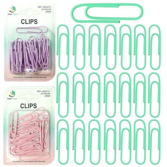 Imagem de Clips De Metal Oval Inter Paper Colors Com 25 Pecas 50Mm