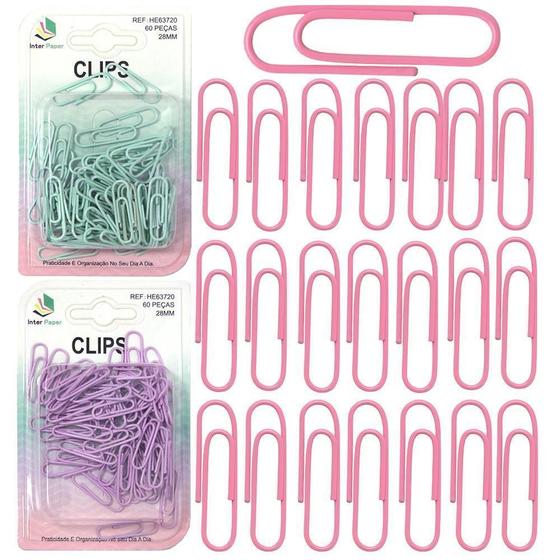 Imagem de Clips De Metal Oval Inter Paper Colors Com 60 Pecas 28Mm