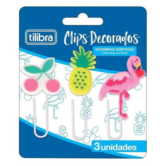 Imagem de Clips Decorados para Papel 3 Unidades Branco - Tilibra 