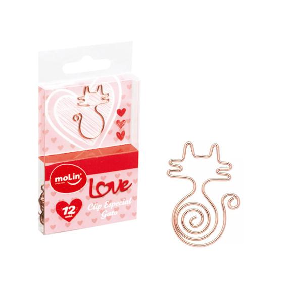 Imagem de Clips Especial Gato Love C/ 12unds Molin Cor Gato Rose Gold