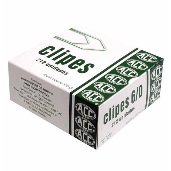Clips n.6/0 galvanizado caixa com 500g / 212un / acc Menor preço em Clips n.6/0 galvanizado caixa com 500g / 212un / acc