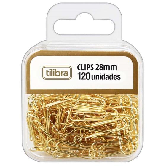 Imagem de Clips para Papel 28mm Dourado Tilibra 120 Unidades