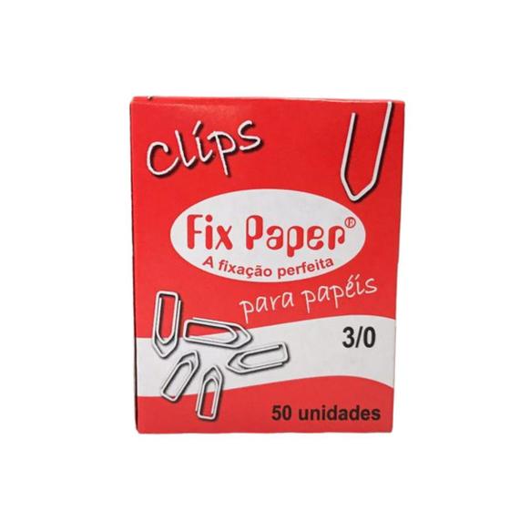 Imagem de Clips para Papel Galvanizado 3/0 com 50 unidades Fix Paper