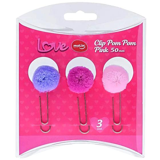 Imagem de Clips Pom Pom Love Pink 50mm - Molin