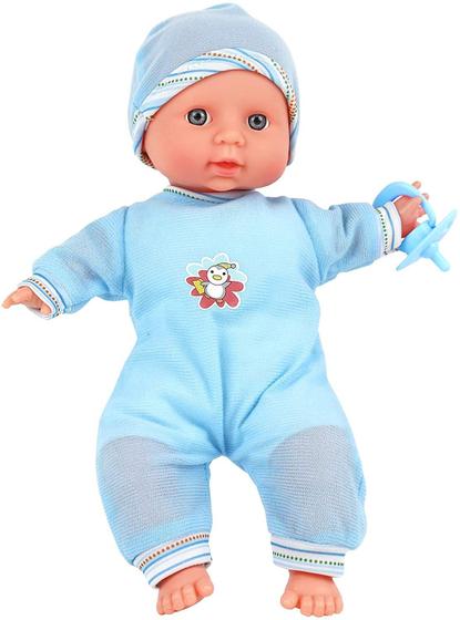 Imagem de Clique em N' Play Baby Boy Doll 12" com roupa azul removível e chapéu com chupeta