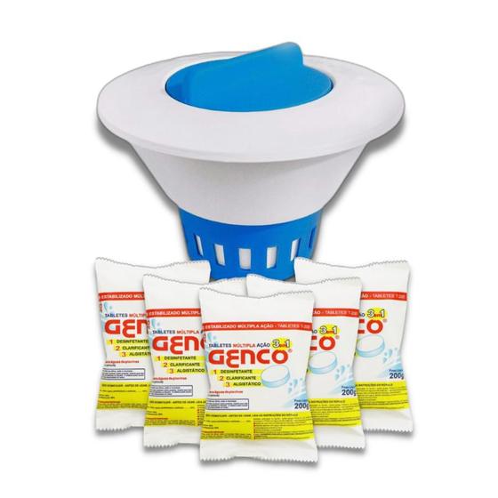 Clorador Flutuante Margarida Para Piscina Com 5 Pastilhas De Cloro 3em1 Genco 200g Menor preço em Clorador Flutuante Margarida Para Piscina Com 5 Pastilhas De Cloro 3em1 Genco 200g