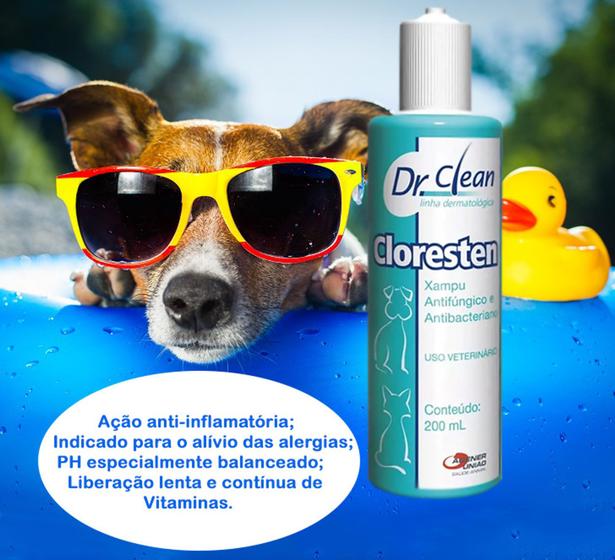 Cloresten 200ml Shampoo para Tratamento de Alergias de Cães e Gatos