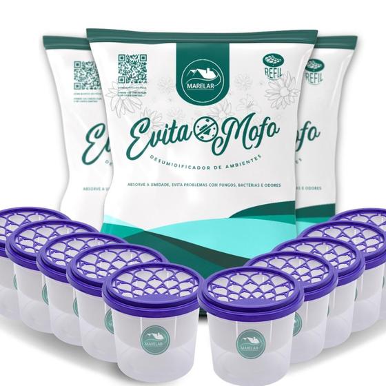 Imagem de Cloreto De Cálcio Antimofo Puro 3kg + 10 Potes P 130g