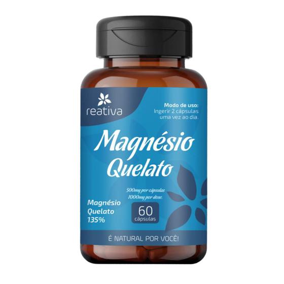 Imagem de Cloreto de Magnésio Quelato - 60 Cápsulas 500mg - Reativa - Magnesio Quelato 135%