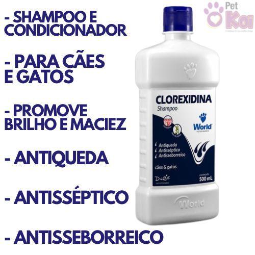 Clorexidina Shampoo e Condicionador Para Cães e Gatos 500ml World