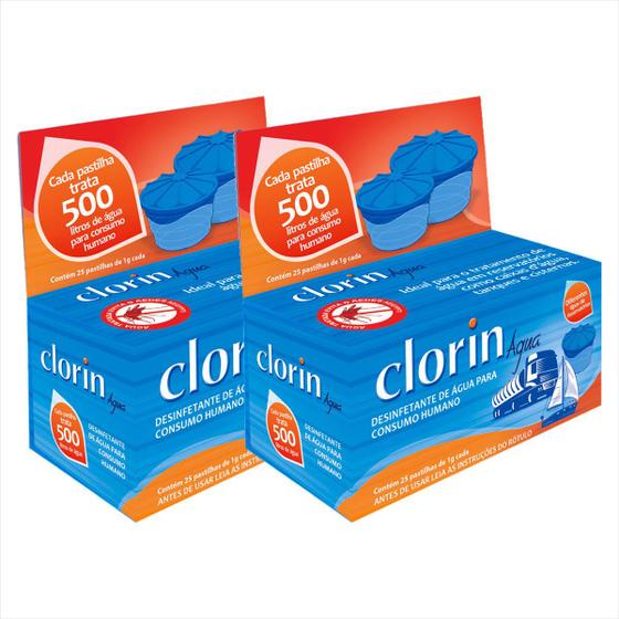 Imagem de Clorin 500 Tratamento De Água 25 Pastilhas Kit 2