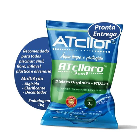 Imagem de Cloro Atcllor Multi 3 em 1 Limper Para Piscinas Granulado Estabilizado 1kg