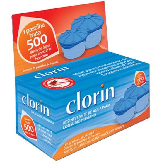 Imagem de Cloro Clorin para 500L Dágua Embalagem com 25 Pastilhas