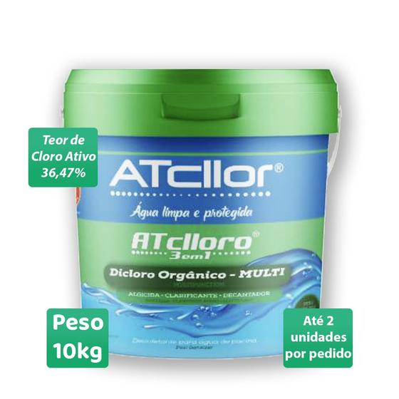 Cloro de Piscinas Limper Atcllor Multi Ação 3 em 1 Balde 10kg Menor preço em Cloro de Piscinas Limper Atcllor Multi Ação 3 em 1 Balde 10kg