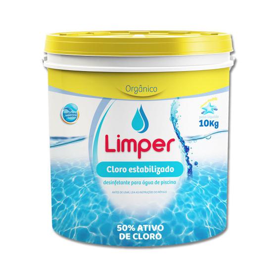 Cloro de Piscinas Limper Orgânico Granulado Balde 10kg Menor preço em Cloro de Piscinas Limper Orgânico Granulado Balde 10kg