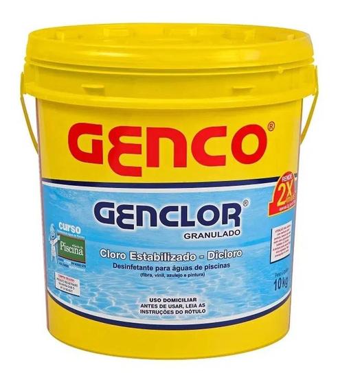 Imagem de Cloro Genclor Granulado Estabilizado Dicloro 10 Kg - Genco