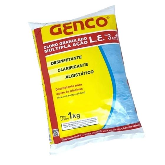 Imagem de Cloro Granulado 1kg 3 em 1 com Clarificante e Algistatico Genco