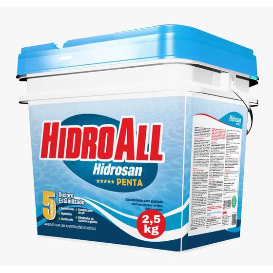 Imagem de Cloro Granulado Hidrosan Penta 5 Em 1 Dicloro Estabilizado Hidroall 2.5kg