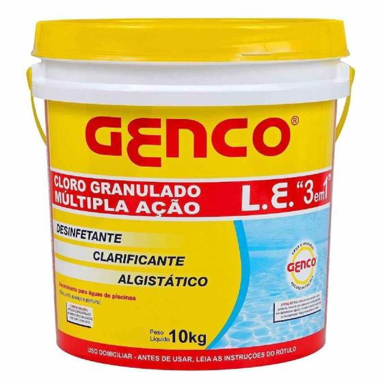 Cloro Granulado Multipla Ação 3 Em 1 Genco 10kg Menor preço em Cloro Granulado Multipla Ação 3 Em 1 Genco 10kg