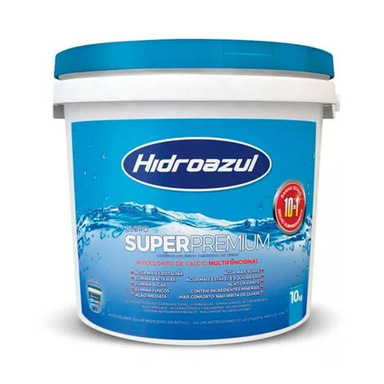 Imagem de Cloro Multiação 10 em 1 Super Premium Hidroazul Com 45% Hpcl Balde 10 Kg