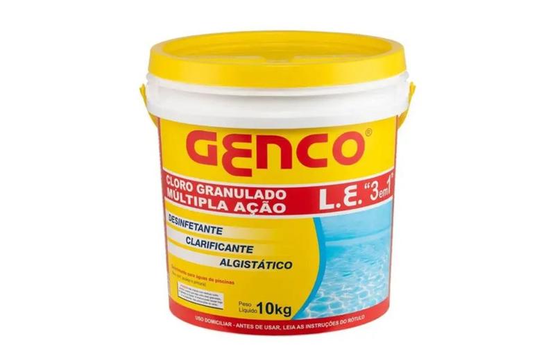 Cloro para piscina 3x1 Multiação 10kg GENCO Menor preço em Cloro para piscina 3x1 Multiação 10kg GENCO