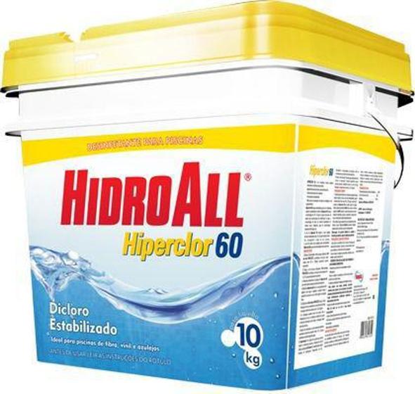Cloro para piscinas granulado hiperclor 60 - 10kg hidroall Menor preço em Cloro para piscinas granulado hiperclor 60 - 10kg hidroall