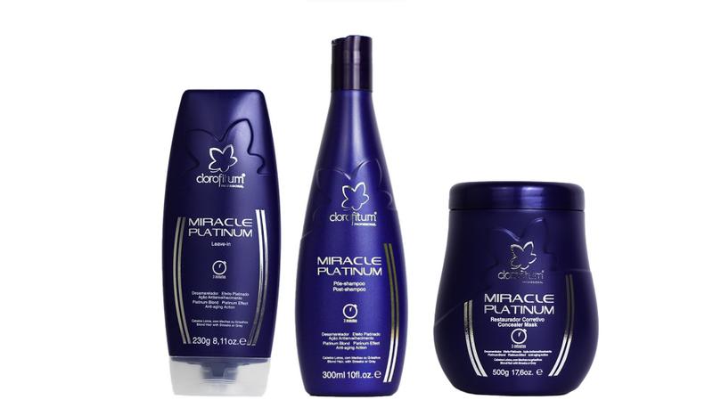 Imagem de Clorofitum Miracle Platinum Leave-in e Pós-Shampoo e Máscara