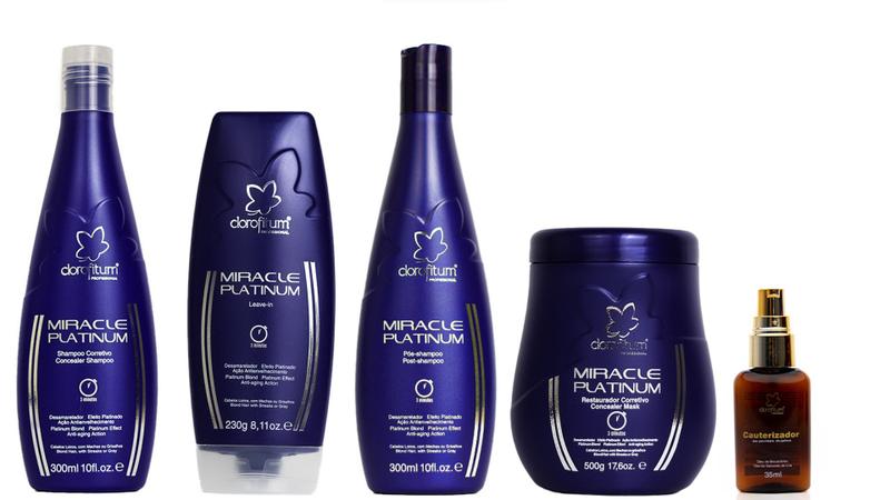 Imagem de Clorofitum Miracle Platinum Shampoo e Leave-in e Pós-Shampoo e Máscara e Cauterizador35 ml