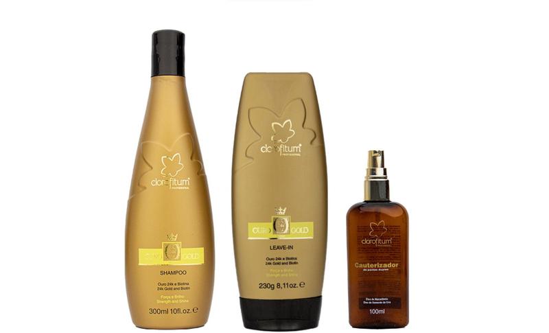 Imagem de Clorofitum Ouro 24 K Gold Shampoo e Leave-in e Cauterizador 100 ml