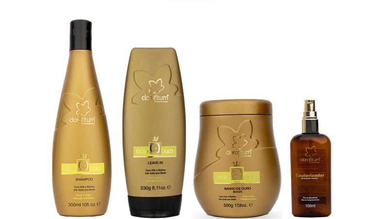 Imagem de Clorofitum Ouro 24 K Gold Shampoo e Leave-in e Máscara e Cauterizador 100 ml