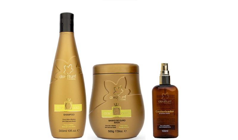 Imagem de Clorofitum Ouro 24 K Gold Shampoo e Máscara e Cauterizador 100 ml