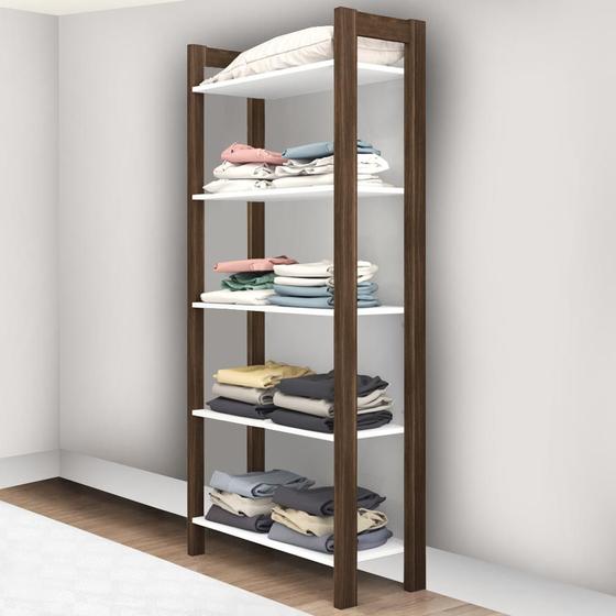 Imagem de Closet 5 Prateleiras 65 Cm Az1005 Branco/nogal - Tecno Mobili