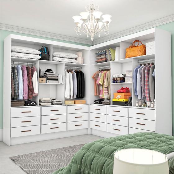 Closet Casal Duplo Sevilha Premium 18 Gavetas Carioca Móveis Menor preço em Closet Casal Duplo Sevilha Premium 18 Gavetas Carioca Móveis