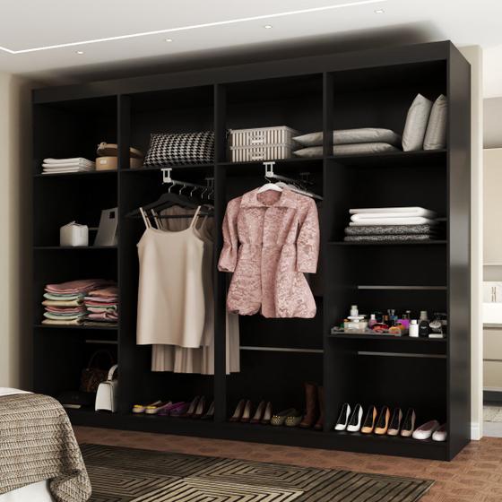 Closet Casal Helena Diamantina 8 Prateleiras Preto Fosco - Panorama Móveis Imagem de Closet Casal Helena Diamantina 8 Prateleiras Preto Fosco - Panorama Móveis