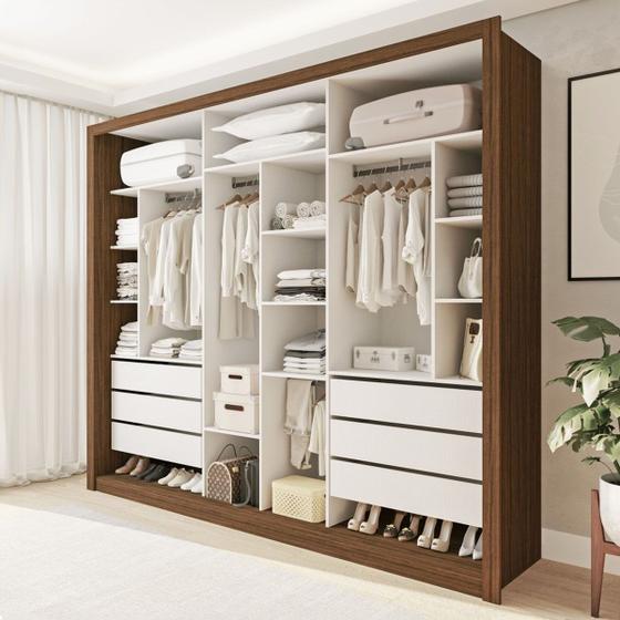 Imagem de Closet Casal Itália 6 Gavetas Freijó/Branco - Minastex