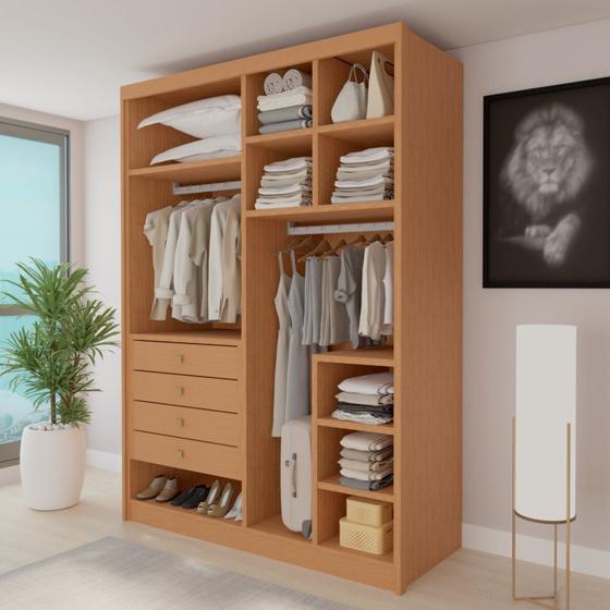Closet Casal sem Portas 4 Gavetas Bergamo - Conquista Móveis Imagem de Closet Casal sem Portas 4 Gavetas Bergamo