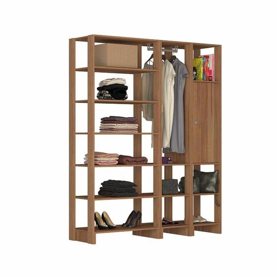 Imagem de Closet com 1 Cabideiro, 1 Porta com 2 prateleira e 12 nichos EY103-5-7 Linha Yes Naturart