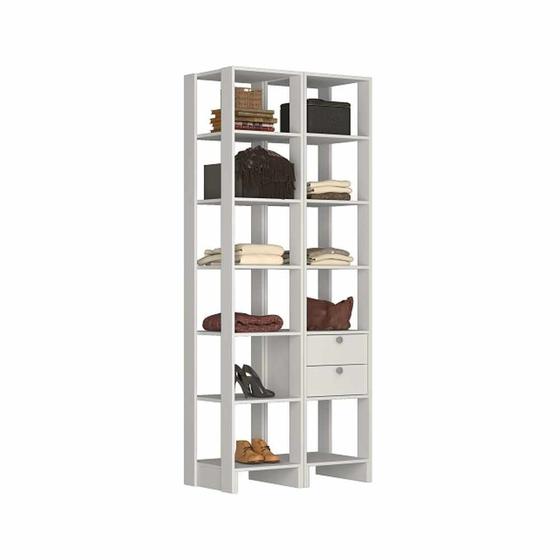 Imagem de Closet com 1 Cabideiro, 2 Gavetas e 11 Nichos EY104-106 Linha Yes Naturart