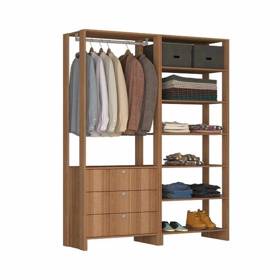 Imagem de Closet com 1 Cabideiro, 3 Gavetas e 7 Nichos EY102-103 Linha Yes Emovell