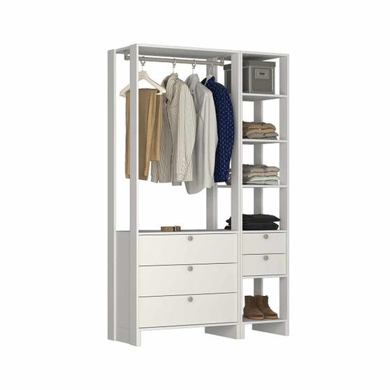 Imagem de Closet com 1 Cabideiro, 3 Gavetas maiores, 2 Gavetas menores e 6 Nichos EY102-106 Linha Yes Emovell