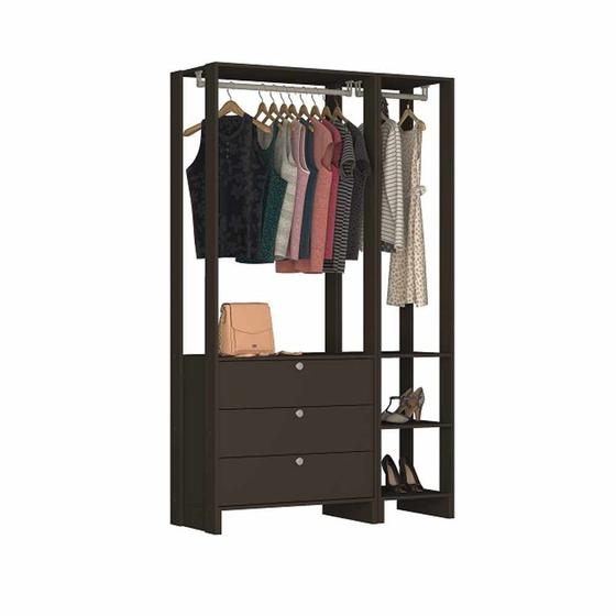 Imagem de Closet com 2 Cabideiros, 3 Gavetas e 4 Nichos EY102-105 Linha Yes Emovell