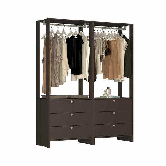 Imagem de Closet com 2 Cabideiros e 6 Gavetas EY102-102 Linha Yes Emovell