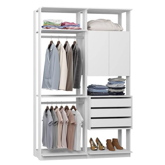 Imagem de Closet com Armário 3 Gavetas 2 Cabides Branco